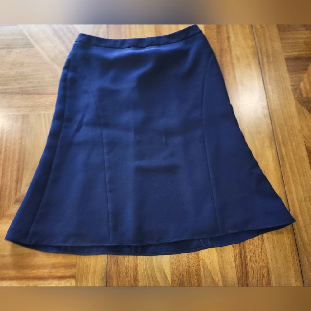 Talbots Skirt Sz Medium 10 Navy Blue Lined Back Zip Womens Work Career